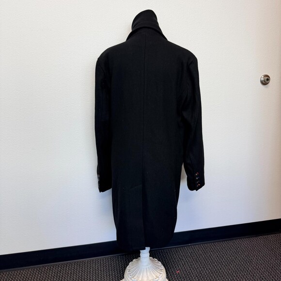 Black Rivet Pea Coat Mens Wool Blend Button Front Layered Warm Lined Size Small - Picture 5 of 13